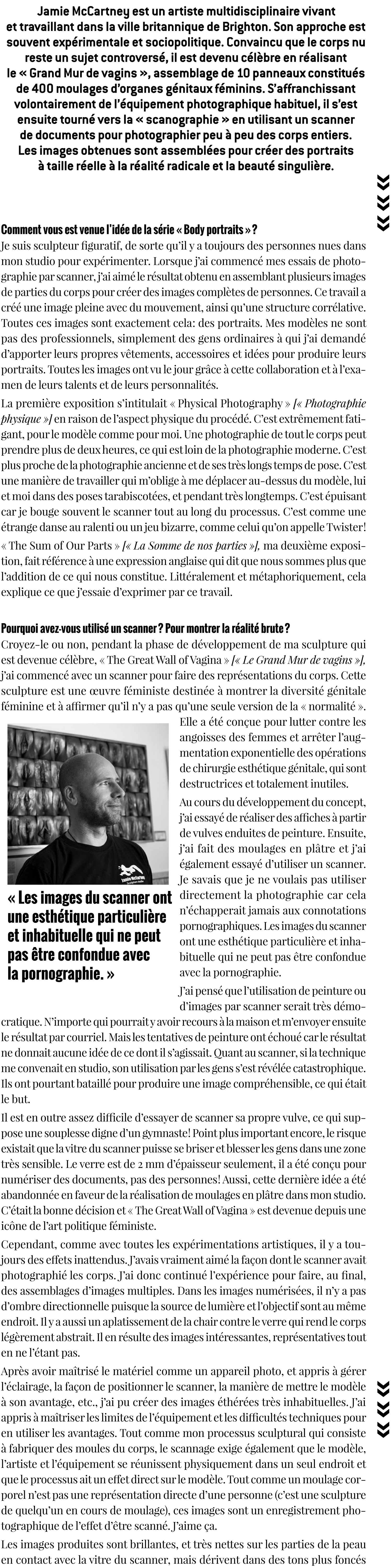 Tous Les Jours Curieux magazine - France- featuring Jamie McCartney's scanner photography