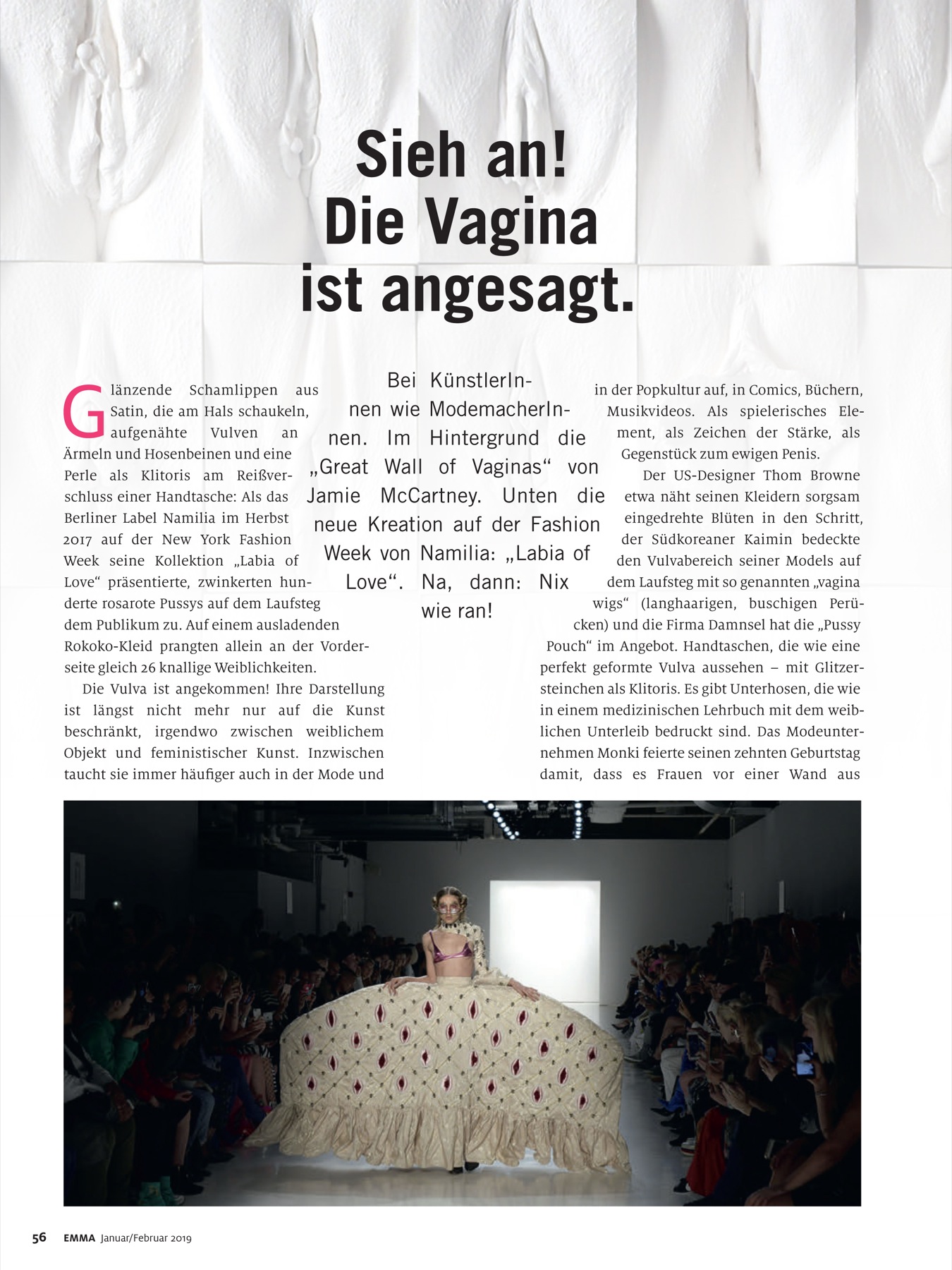 Emma Magazine article on vagina art